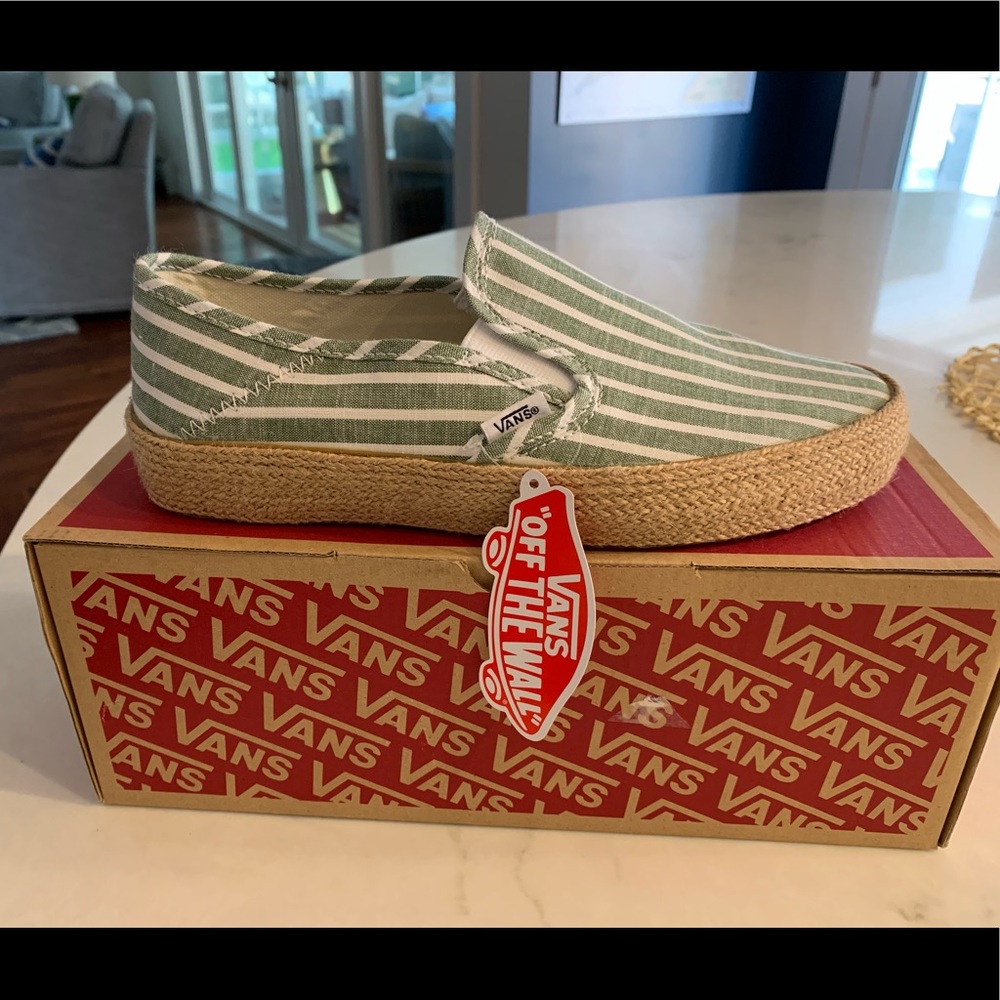 MadewellxVans collab Striped linen garden green